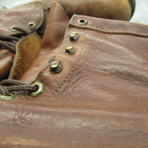 Double H Boots Men? 8.5D Brown Leather Work Kiltie Steel Toe Waterproof RARE VTG main image 6